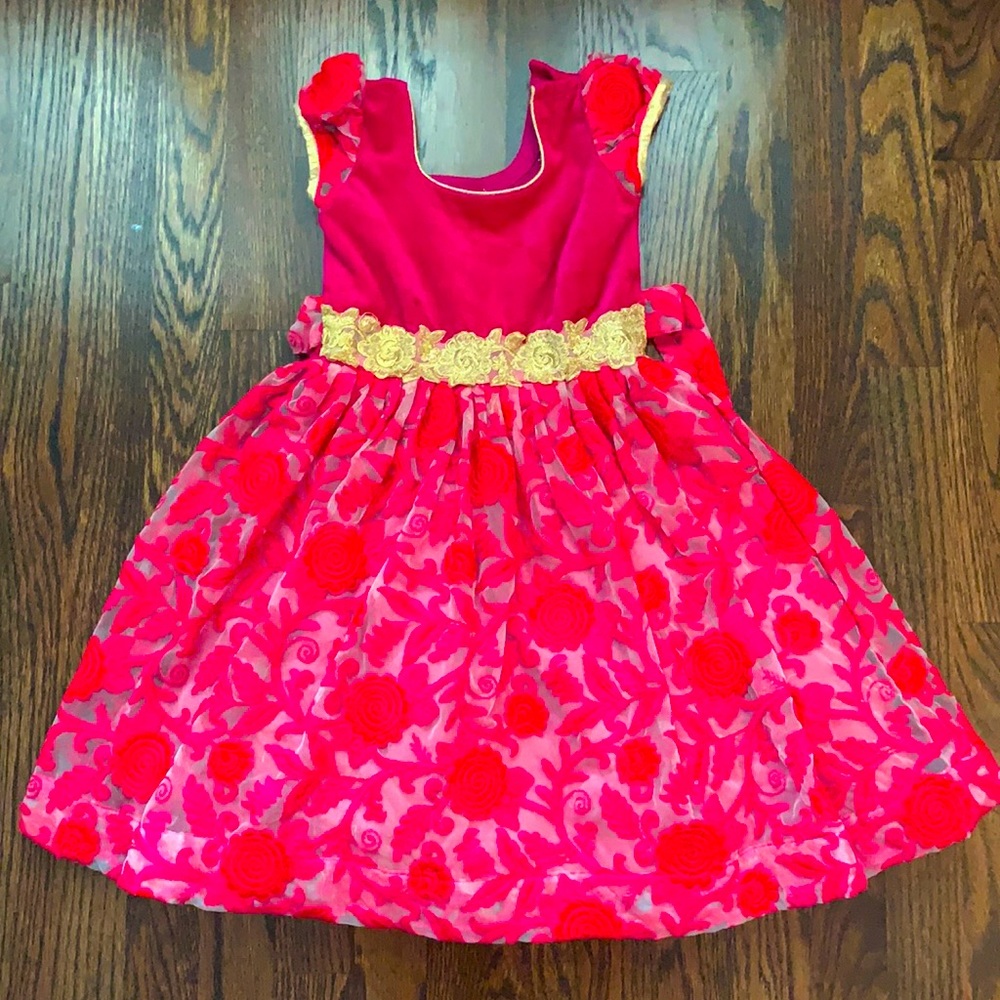 Custom Made Hot Pink Floral Dress